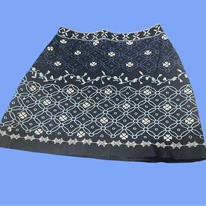 Chic Navy Blue and White Women's Mini Skirt by LOFT- Size S